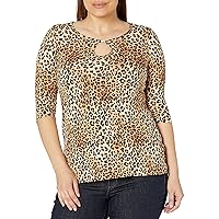 Star Vixen Women's Elbow Sleeve Keyhole Tunic with Piping