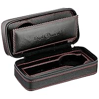 Diplomat 31-467 Black Leather Double Watch Zippered Travel Case with Black Suede Interior Watch Case