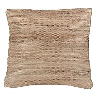 SARO Lifestyle Natural Collection Down-Filled Jute Chindi Throw Pillow, 1 Count (Pack of 1)