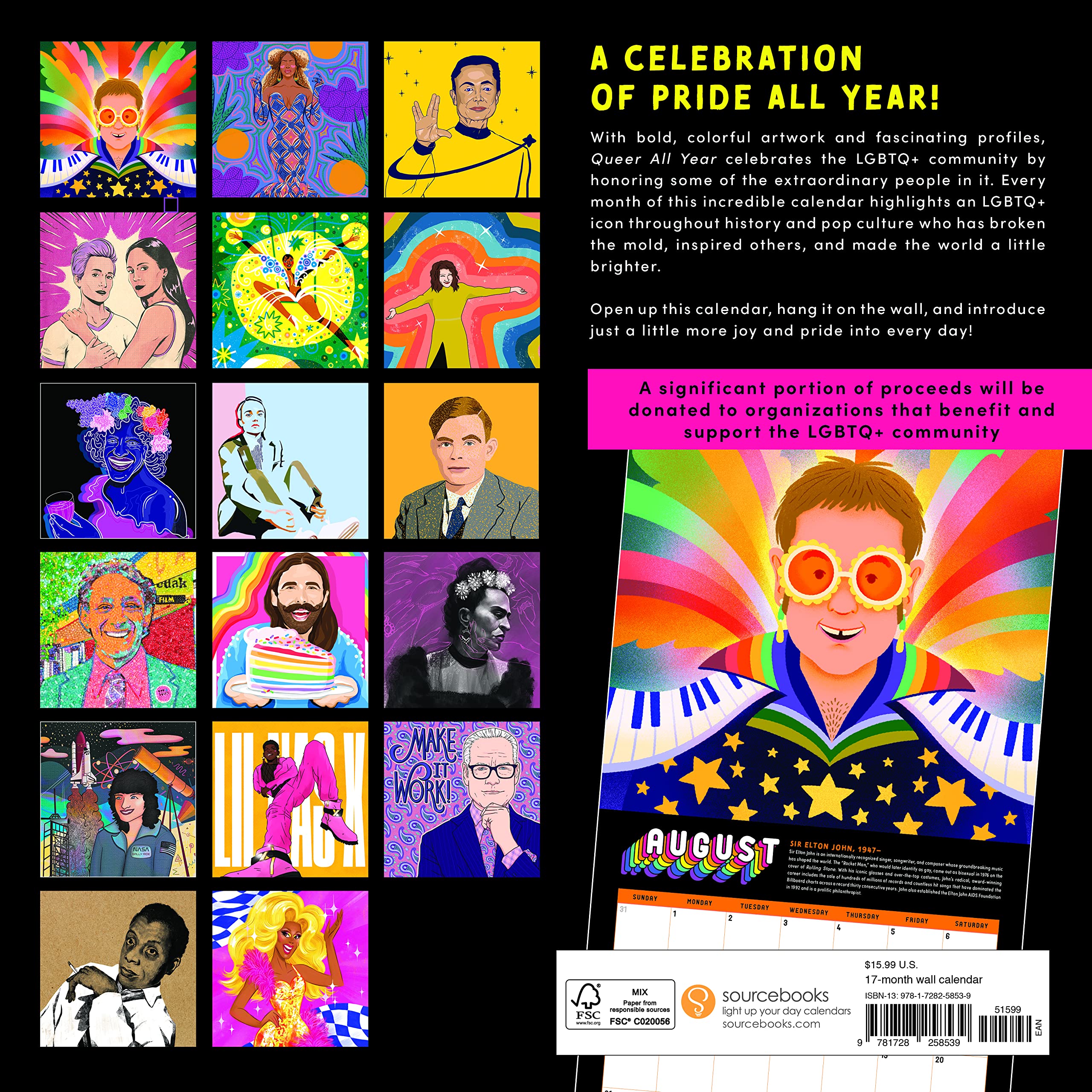 2023 Queer All Year Wall Calendar: Inspiring LGBTQ+ Icons to Celebrate Pride Every Day (17-Month Art Gift)
