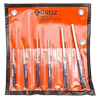 Groz 25646 Roll Pin Punch - Set of 6 pcs, Size 1/4