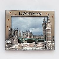 I Love London Photo Frame - Metal Photo Frame - London Souvenir Photo Frame - London Icons Metal Photo Frame - Big Ben, Tower Bridge London Eye Photo frame + LONDON ICONS PHOTO FRAME CUM FRIDGE MAGNET