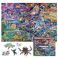 UNIDRAGON Original + IC4 Design Wooden Puzzle Jigsaw, Puzzle Board Game, Quezzle Space Adventures, Full Pack, 1000 Pieces, 28.1 by 19.8 inches