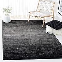 Safavieh Adirondack Collection Area Rug - 4' Square, Black & Grey, Modern Design, Non-Shedding & Easy Care, Ideal for High Traffic Areas in Living Room, Bedroom (ADR183F)