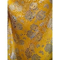 Juliet Yellow Floral Brocade Chinese Satin Fabric by The Yard - 10053