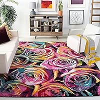 SAFAVIEH Fiesta Shag Collection Area Rug - 9' x 12', Fuchsia & Multi, Rainbow Rose Design, Non-Shedding & Easy Care, 0.5-inch Thick Ideal for High Traffic Areas in Living Room, Bedroom (FSG366B)
