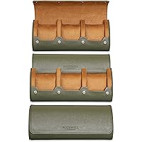 ROTHWELL Watch Roll Travel Case for 3 Watches | Tough Portable Protection, Fits All Wrist Watches & Smart Watches Up to 50mm (Green/Tan)