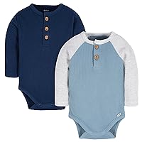 Gerber Baby-Boys 2-Pack Long Sleeve Henley Onesies