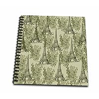 3dRose PS Vintage - Gold Eiffel Towers with Vintage Flowers Paris Theme - Drawing Book 8 x 8 inch (db_164524_1)