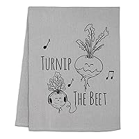 Funny Dish Towel, Turnip The Beet, Flour Sack Kitchen Towel, Sweet Housewarming Gift, Farmhouse Kitchen Decor, White or Gray (Gray)