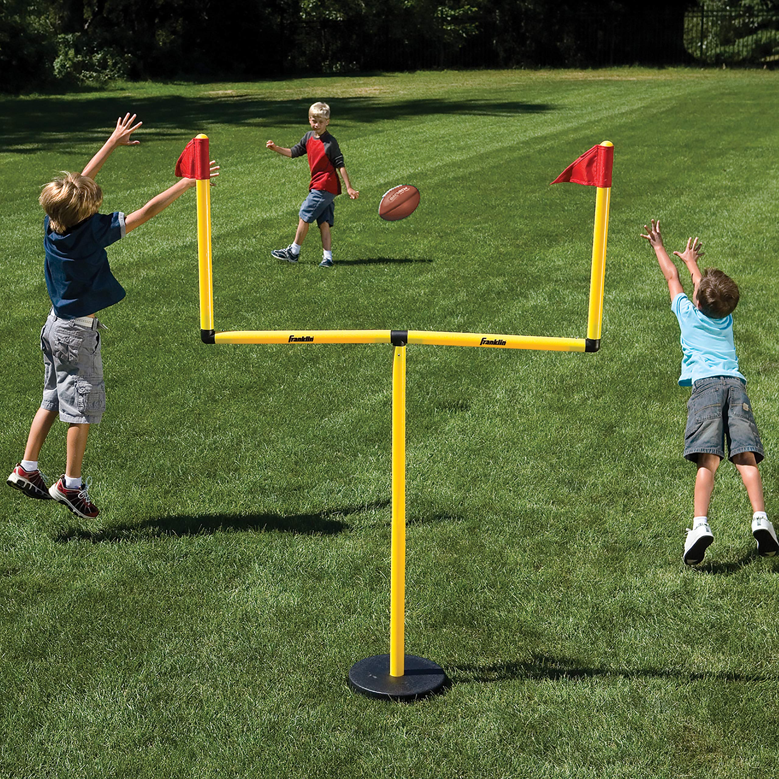 Franklin Sports Youth Football Goal Post Set - Kids Football Easily Adjustable Field Goals - Includes 2 Goal Posts - Perfect for Ages 4+ Backyard Play