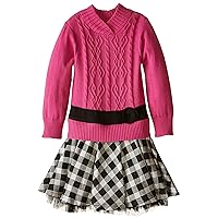 Bonnie Jean Girls' Dress Cable Knit Sweater To Check Skirt