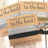 Set of 5 Thank You for Helping me Tie the Knot | Hair Tie Favors (Grey + Glitter) (Grey + Black Glitter)