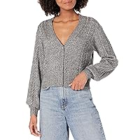PAIGE Women's Sofie Cardigan Cropped Full Sleeves Cable Knit in Heather Grey/Silver