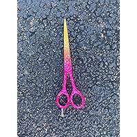 Professional Barber Stainless Steel Scissors Razor Shears Hair Cutting and Hairdressing Kits for Salon and Home Men and Women - Pink