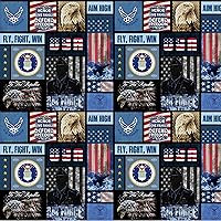 United States Military Cotton Fabric-US Air Force Servicemember USAF Camo Flag Block Cotton Fabric by Sykel