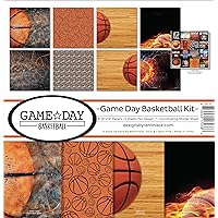 Reminisce Game Day Basketball Scrapbook Collection Kit Paper Crafts, Multi Color Palette, 12x12 inches