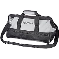 Amazon Basics Durable Wear-Resistant Base, Tool Large Standard Bag with Strap, 16 Inch, Black & Grey