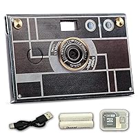 Paper Shoot Camera - 18MP Compact Digital Papershoot Camera Gift for Kid with Four Filters, 10 Sec Video & Timelapse - Includes: 32GB SD Card, 2 Batteries & Camera Case - Vintage 1930