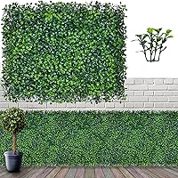 Artificial Grass Wall Backdrop Panels,16 X 12 in 12P(16 sqft) UV-Anti Greenery Boxwood Panels for Indoor Outdoor Green Wall Decor & Ivy Fence Covering Privacy