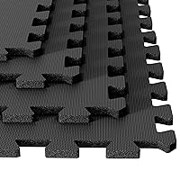 EVA Foam Mat Tiles 4-Pack - 16 SQ FT of Interlocking Padding for Garage, Playroom, or Gym Flooring - Workout Mat or Baby Playmat by Stalwart (Black)