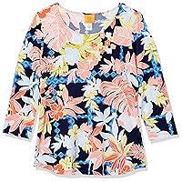 Ruby Rd. Women's Petite Eclectic Floral Puff Top