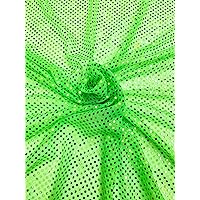 Small Confetti Dot Sequins on Sheer Metallic Mesh, Sells by The Yard (neon Green)