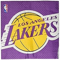 Amscan 513627 Los Angeles Lakers NBA Collection Luncheon Napkins, 16 pcs