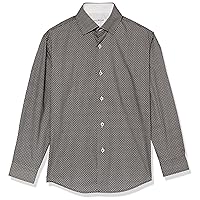 Isaac Mizrahi Boy's Long Sleeve Boxes Pattern Button Down Shirt