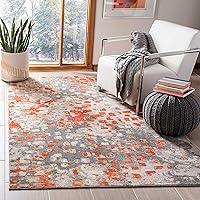 SAFAVIEH Madison Collection Accent Rug - 2' x 4', Grey & Orange, Boho Abstract Distressed Design, Non-Shedding & Easy Care, Ideal for High Traffic Areas in Entryway, Living Room, Bedroom (MAD425H)