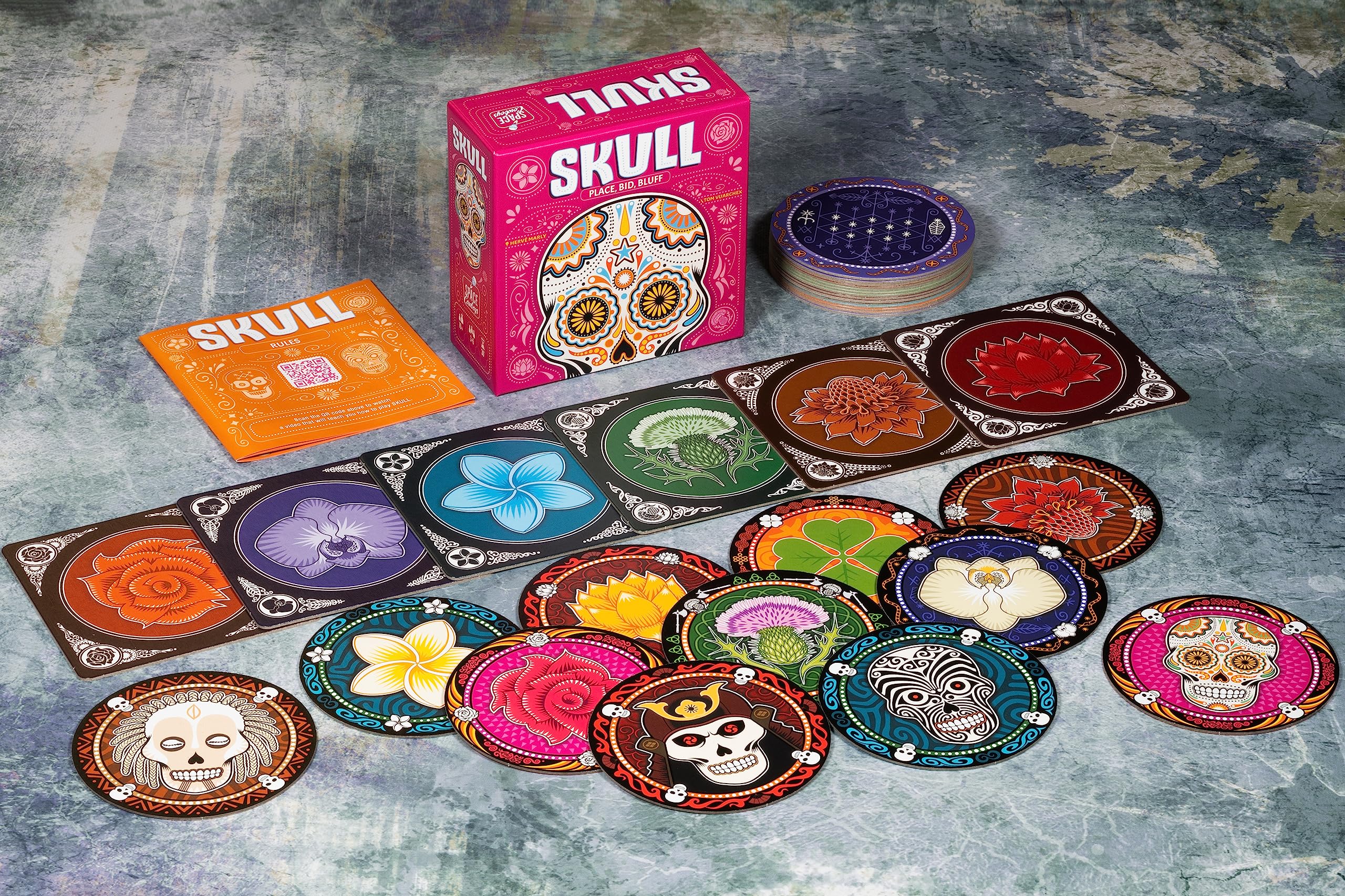 Skull Party Game | Bluffing ,Strategy, Fun for Game Night | Family Board Game for Adults and Teens | Ages 13+ | 3-6 Players | Average Playtime 30 Minutes | Made by Space Cowboys