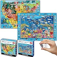 Think2Master Colorful United States Map & Ocean Life 1000 Pieces Jigsaw Puzzle for Kids 12+, Teens, Adults & Families. Great Gift for stimulating Interest in The USA Map. Size: 26.8” X 18.9”