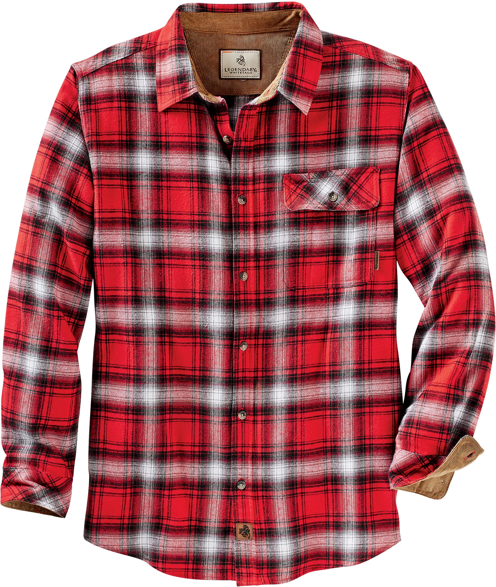 Legendary Whitetails Men's Buck Camp Flannel Shirt, Racing Red Plaid