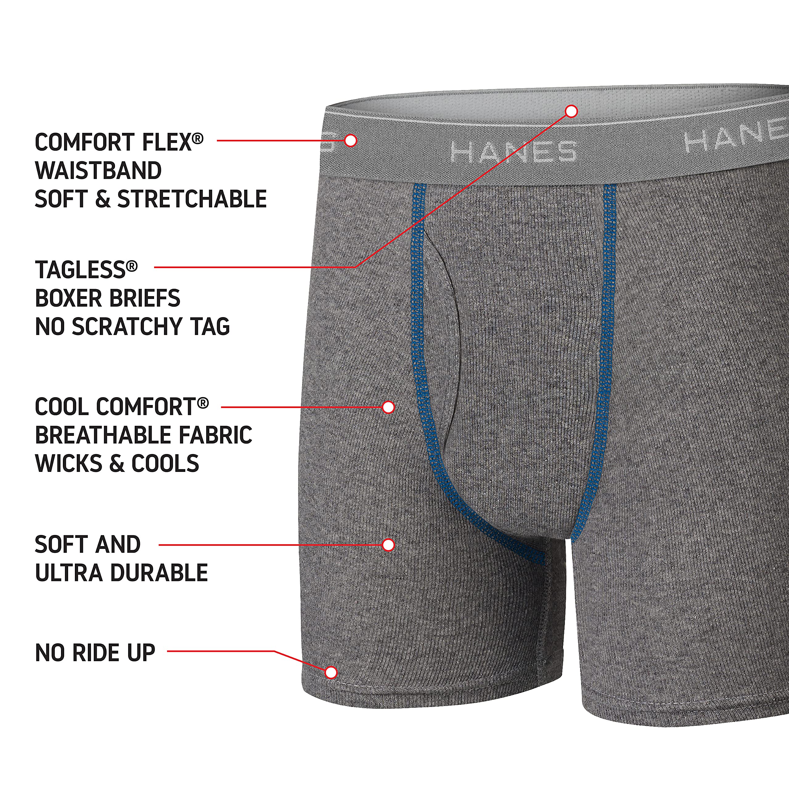 Hanes Boys' and Toddler Comfort Flex Waistband Boxer Briefs Multiple Packs Available (Assorted/Colors May Vary)