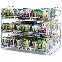Stackable Can Rack Organizer, for 36 cans, Great for the Pantry Shelf, Kitchen Cabinet or Counter-top, Stack Another Set on Top to Double Your Storage Capacity, (Chrome Finish), Standart