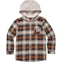 Boys' Big Long-Sleeve Button-Front Hooded Flannel Shirt