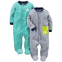 Baby Boys' 2-Pack Cotton Snap Footed Sleep and Play