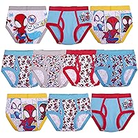Marvel Boys Toddler Spiderman and Superhero Friends 100% Combed Cotton Underwear Multipacks With Iron Man, Hulk & More, 10-Pack Spidey ONLY Brief, 2-3T