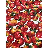 All Over Apples Poly Cotton Fabric Print, Choose from 3 Different Background Colors, Sells by The Yard (White)