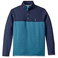 IZOD Men's Premium Essentials Spectator Button Mock Neck Colorblock Fleece Pullover