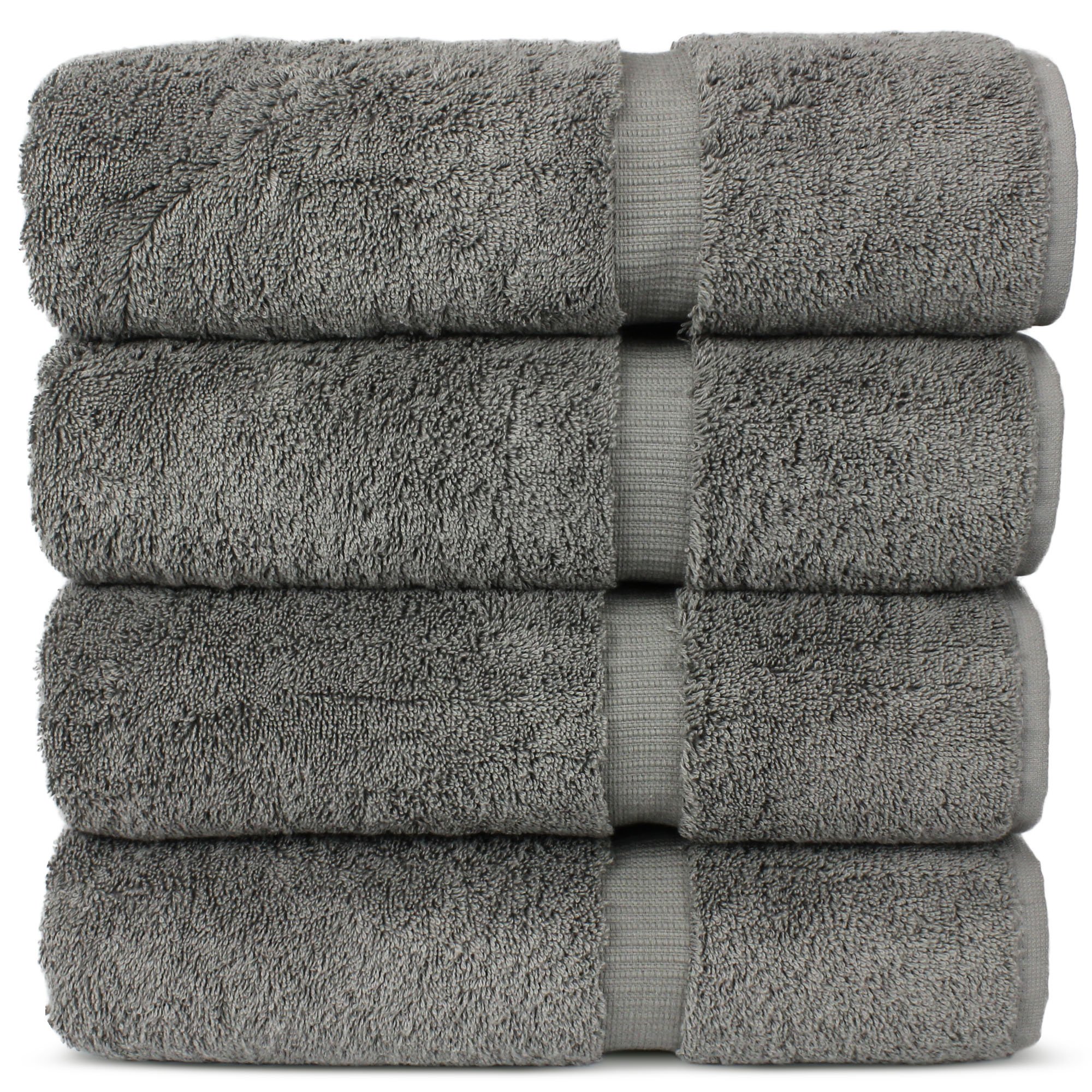 Luxury Hotel & Spa 100% Cotton Premium Turkish Bath Towels, 27" x 54'' (Set of 4, Gray)