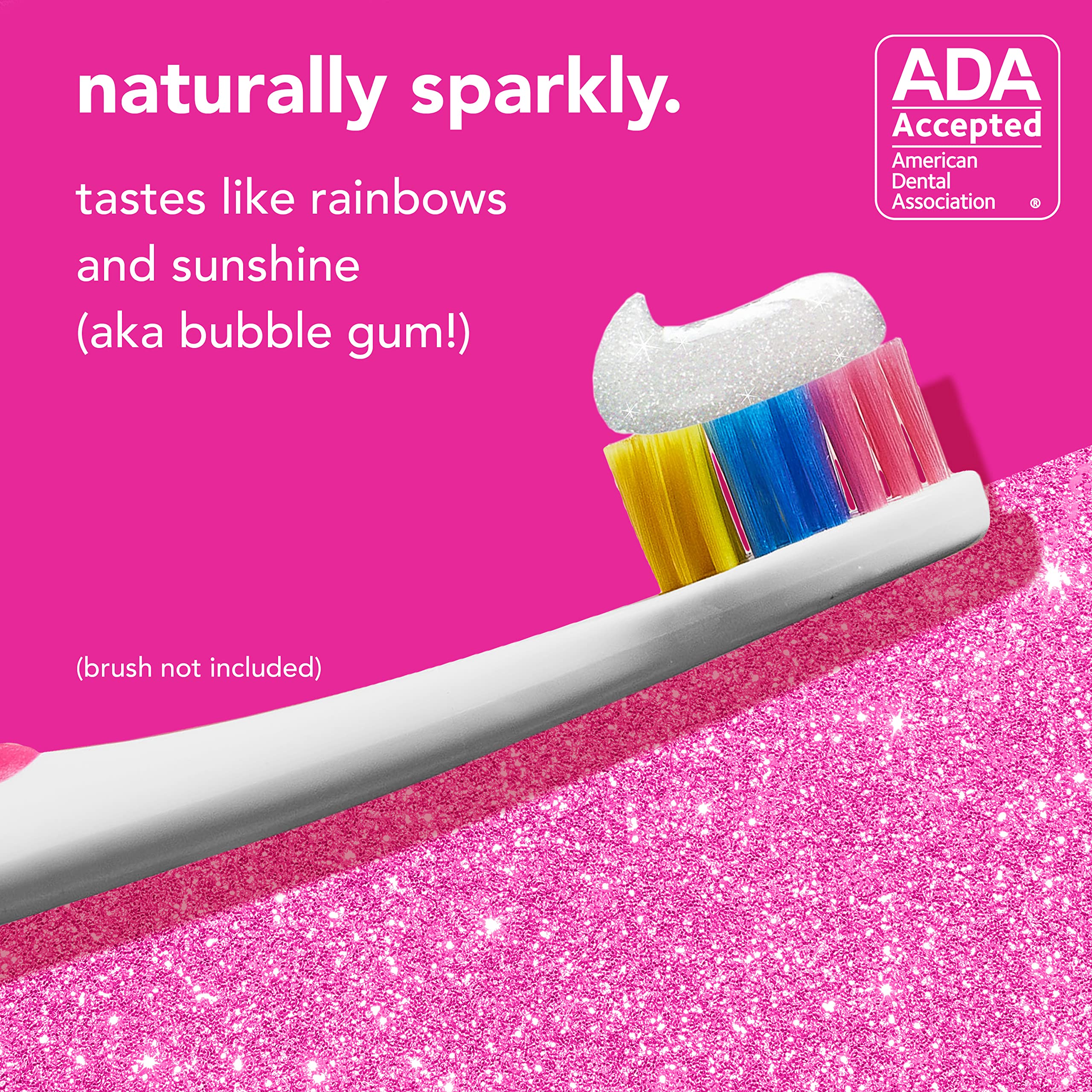 hello Unicorn Sparkle Kids Fluoride Toothpaste, Natural Bubble Gum Flavor, ADA Approved, Ages 2+, No Artificial Sweeteners, No SLS, Gluten Free, Vegan, Pack of 3, 4.2 oz Tubes