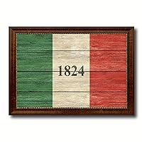 SpotColorArt Texas 1824 ALAMO Historical Battle Military Flag Texture Canvas Print Brown Frame Home Decor Wall Art Gifts Signs, 21