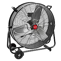 OEMTOOLS OEM24874 24 Inch High-Velocity Indoor Tilt Barrel Fan, Fan for Garage, Floor Drum Fan, 8000 CFM, Black