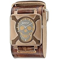 Men's BUIN930B Ion-Plating Stainless Steel Brown Case Brown Leather Cuff Band Watch