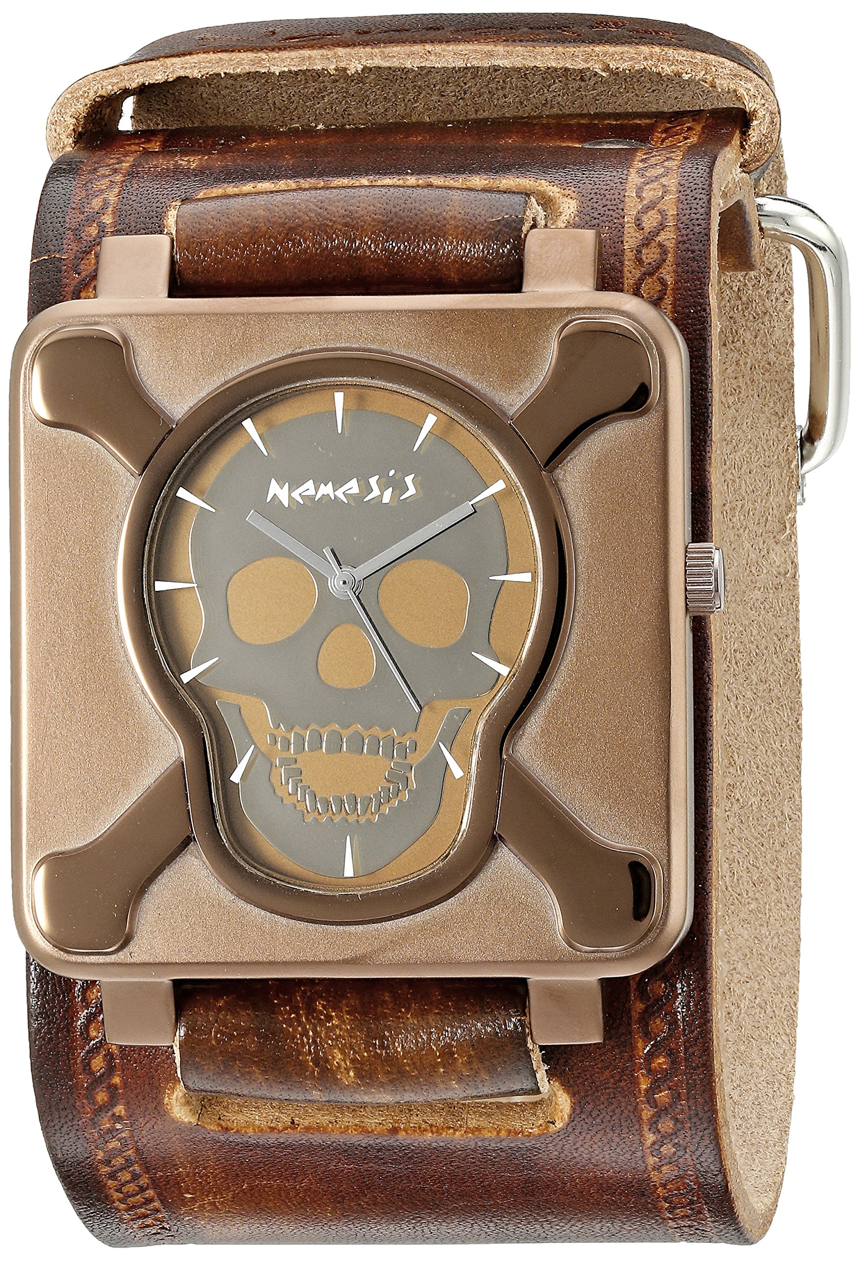Nemesis Men's BUIN930B Ion-Plating Stainless Steel Brown Case Brown Leather Cuff Band Watch