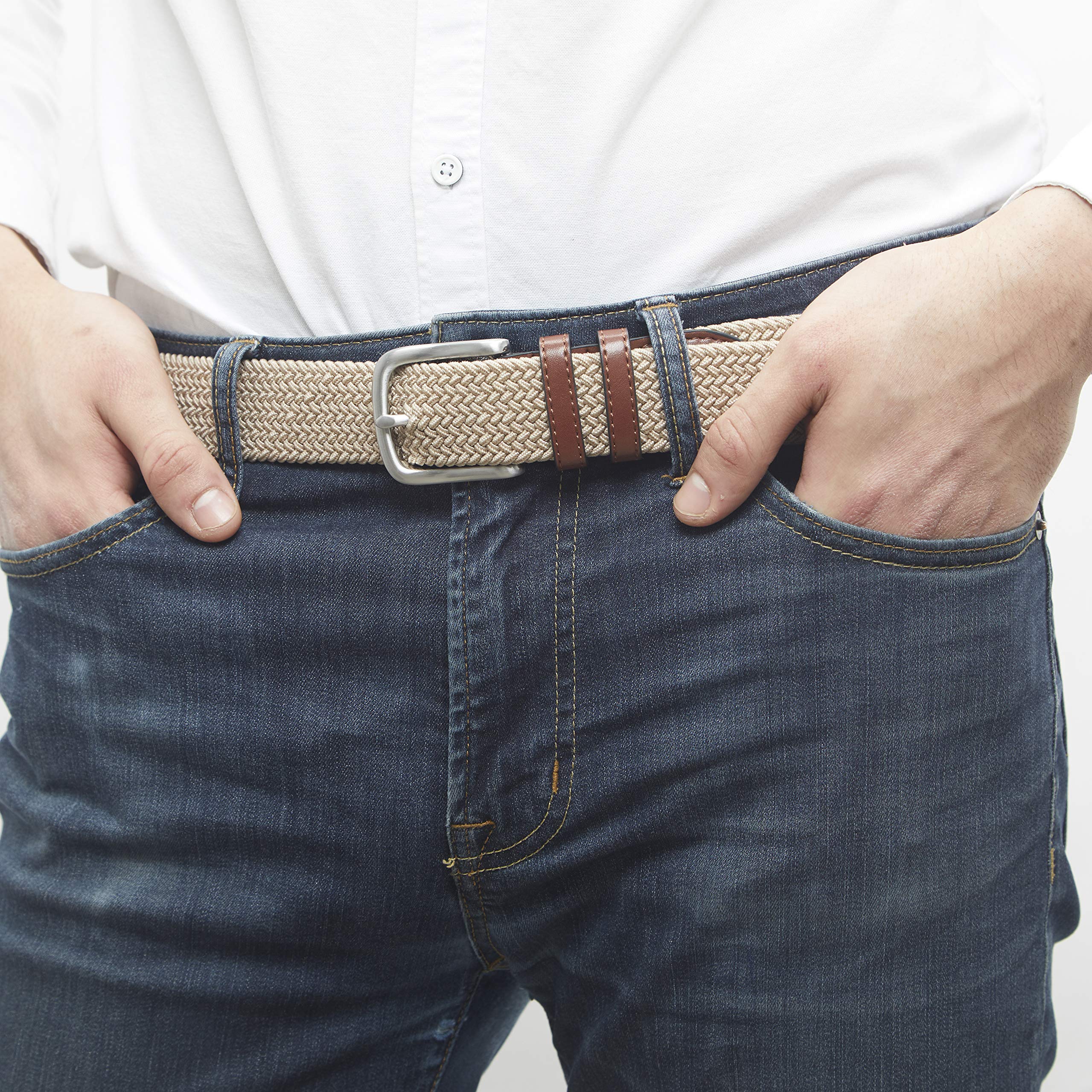 Amazon Essentials Men's Stretch Woven Braid Belt