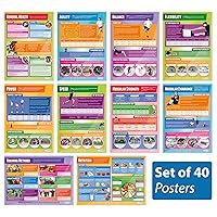 Daydream Education Physical Education Posters - Set of 40 - Laminated - LARGE FORMAT 33” x 23.5” - PE Classroom Decoration - Bulletin Banner Charts