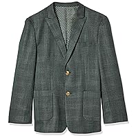 Isaac Mizrahi Slim Fit Boy's Peak Lapel Stretch Plaid Tweed Blazer