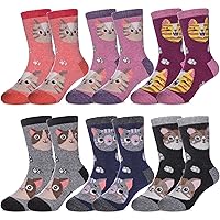 FNOVCO Kids Wool Socks Toddler Warm Thick Wool Hiking Thermal Cozy Boot Crew Socks for Boys Girls 6-Pack